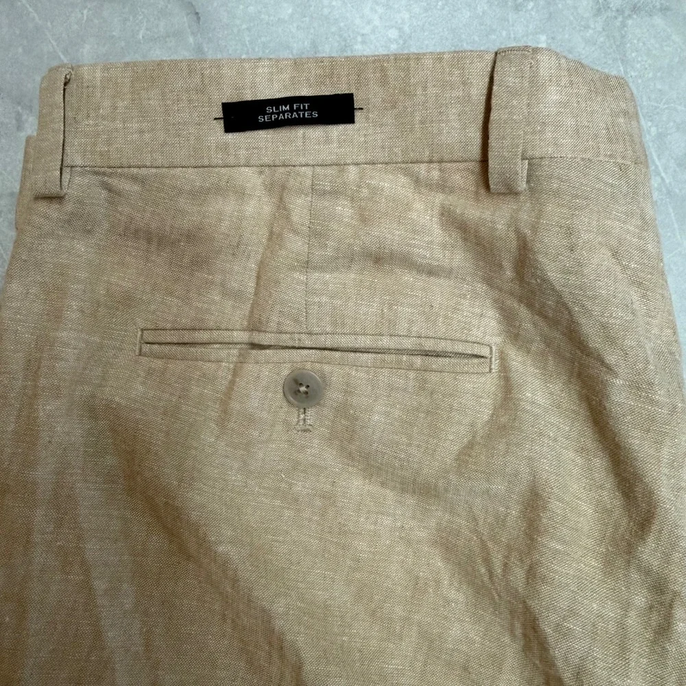 Joseph Abboud JOE 36x32 Linen Cotton Dress Pants Beige Oatmeal Summer Trousers